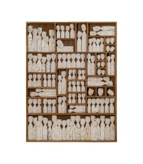 MURAL PARED FIGURAS MARRÓN MADERA 120 X 164 X 6 CM