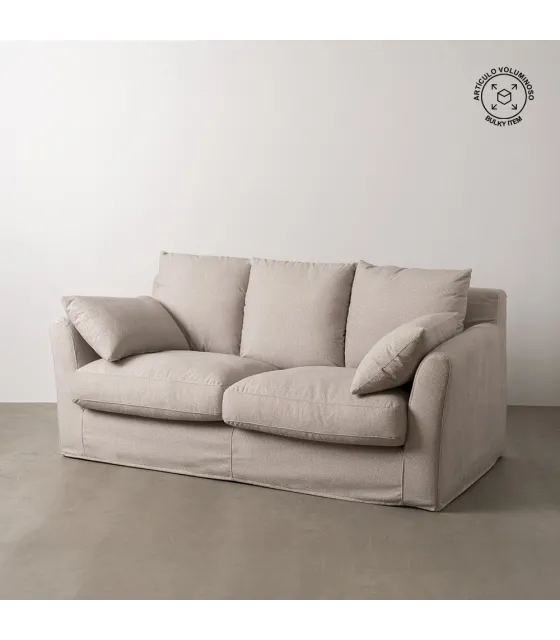 SOFÁ BEIGE TEJIDO SALÓN 200 X 102 X 100 CM