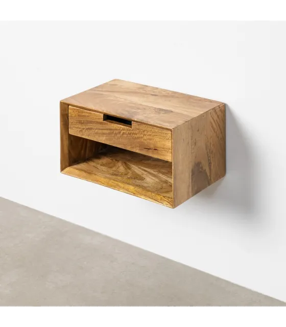 MESITA FLOTANTE MIEL MADERA DE MANGO 40 X 25 X 23 CM