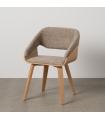 Beige-brown fabric-wood chair 51 x 55 x 75 cm