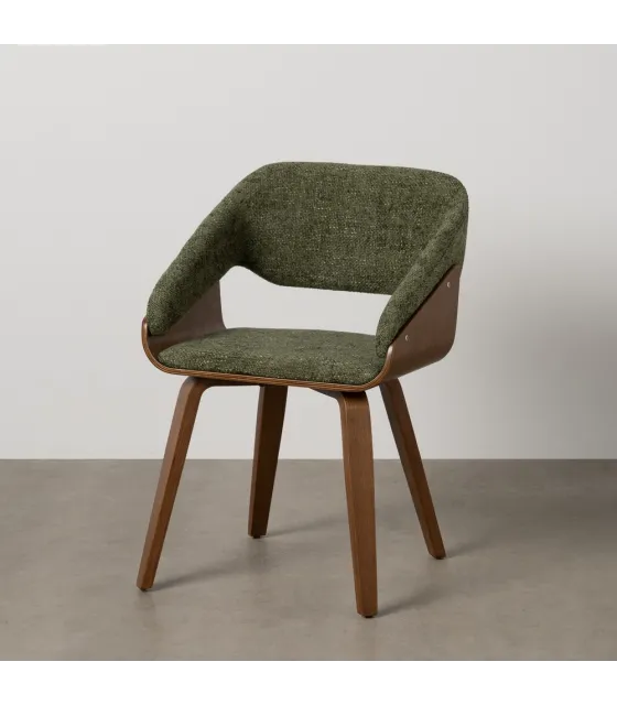 SILLA VERDE-MARRÓN TEJIDO-MADERA 51 X 55 X 75 CM