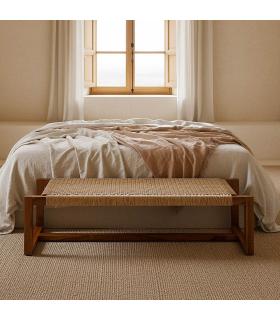 BANQUETA NATURAL MADERA DE TECA SALÓN 138 X 49 X 36 CM