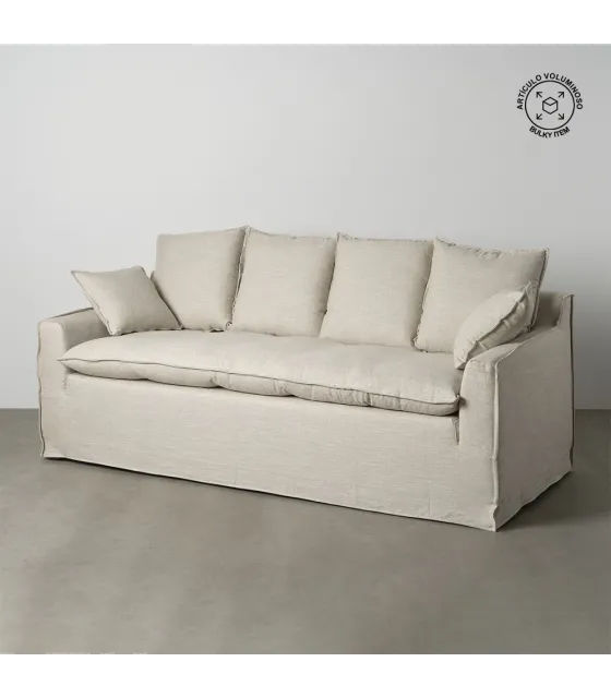 SOFÁ 4 PLAZAS NATURAL TEJIDO SALÓN 220 X 100 X 91 CM