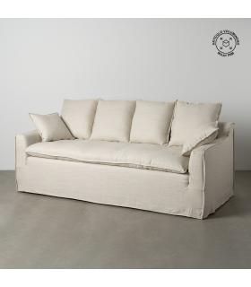 SOFÁ 4 PLAZAS CREMA TEJIDO SALÓN 220 X 100 X 91 CM