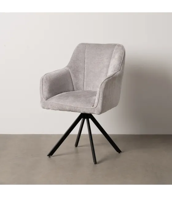 SILLA BRAZOS GRIS CLARO TEJIDO-METAL 58 X 58 X 83 CM
