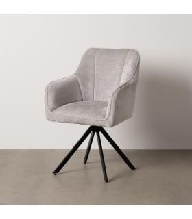 SILLA BRAZOS GRIS CLARO TEJIDO-METAL 58 X 58 X 83 CM