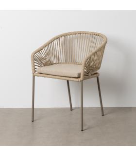 SILLA NATURAL-GRIS PE-ACERO EXTERIOR 58 X 58 X 77,50 CM