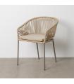 SILLA NATURAL-GRIS PE-ACERO EXTERIOR 58 X 58 X 77,50 CM