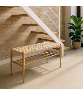 BANCO NATURAL CUERDA-METAL 100 X 35 X 46 CM