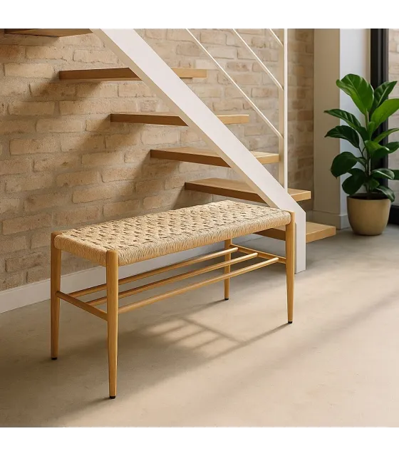 BANCO NATURAL CUERDA-METAL 100 X 35 X 46 CM