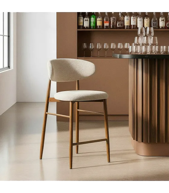 TABURETE 65CM BEIGE TEJIDO-METAL 53 X 52 X 95 CM