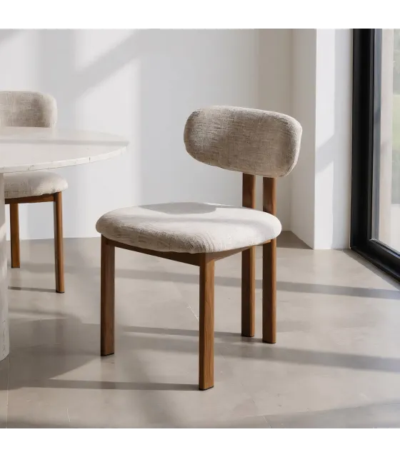 SILLA BEIGE TEJIDO-METAL 50 X 47 X 81 CM