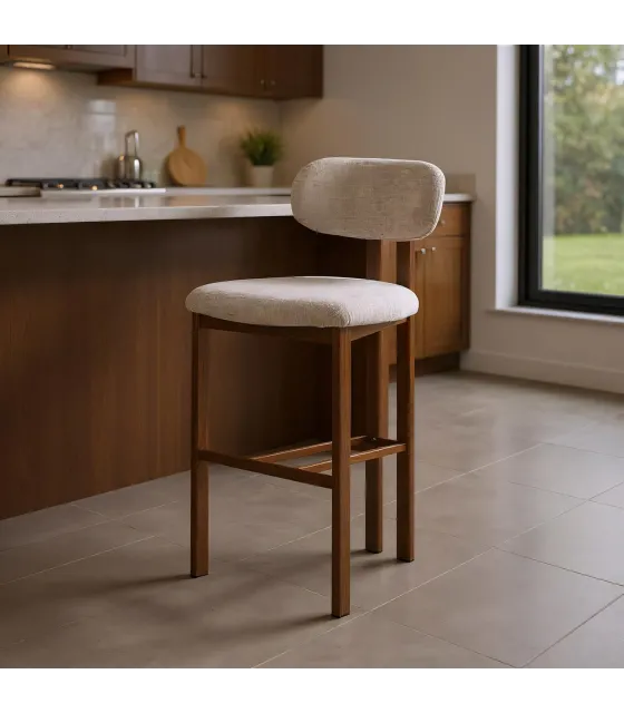 TABURETE 75CM BEIGE TEJIDO-METAL 50 X 47 X 109 CM