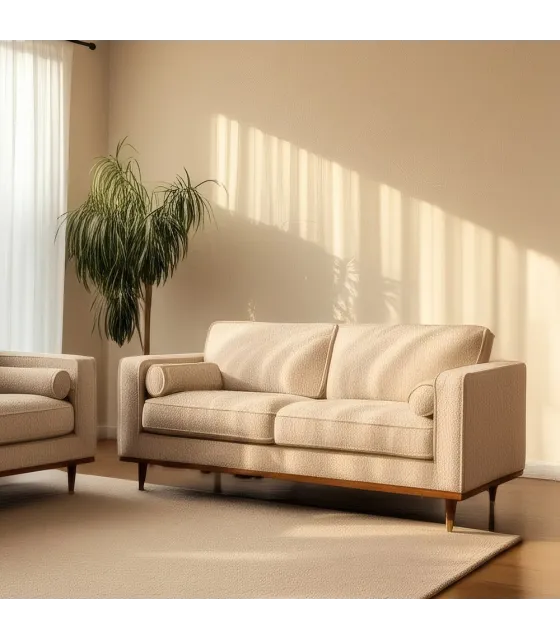 SOFÁ 2 PLAZAS BEIGE TEJIDO-MADERA 172 X 91 X 84 CM