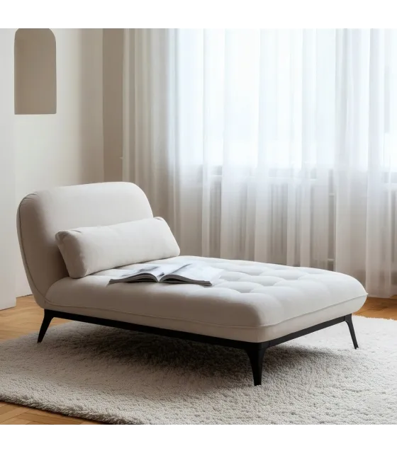 CHAISE-LOUNGER CREMA TEJIDO-METAL 168 X 90 X 82 CM