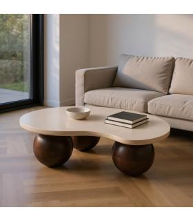 MESA CENTRO MÁRMOL/MADERA SALÓN 107 X 80 X 29 CM