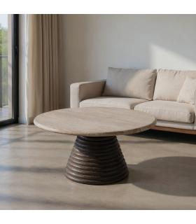 MESA CENTRO MÁRMOL/MADERA SALÓN 90 X 90 X 43 CM