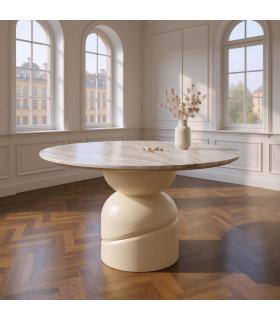 MESA COMEDOR MÁRMOL/MADERA SALÓN 120 X 120 X 76 CM