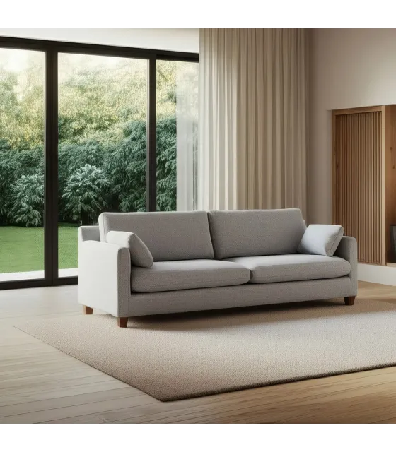 SOFÁ 3 PLAZAS GRIS TEJIDO-MADERA 221 X 90 X 87 CM