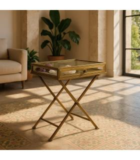 MESA ORO METAL-CRISTAL 61 X 36 X 59 CM