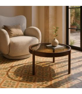 MESA CENTRO MARRÓN OSCURO 75 X 75 X 46 CM