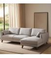Grey Fabric and Wood Chaise Longue Sofa 240 x 155 x 86 cm
